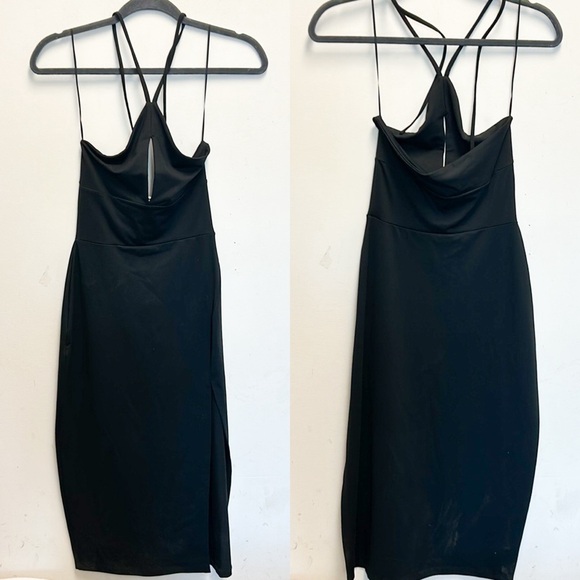 Susana Monaco Halter Open Front Midi Dress in Black - Picture 4 of 5